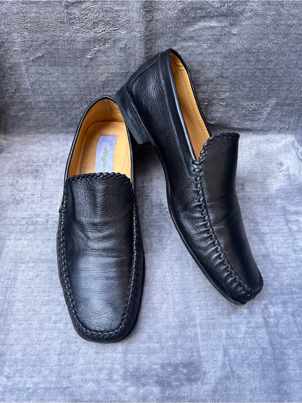 Mezlan Luxurrous Calfskin Dress Slip On Loafers Sz 12 M Black Classic Spain